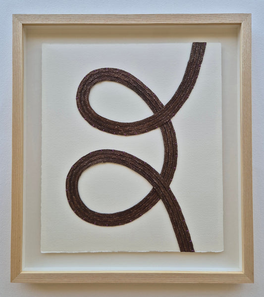 'See' 03 - Brown straw with purple embroidery thread