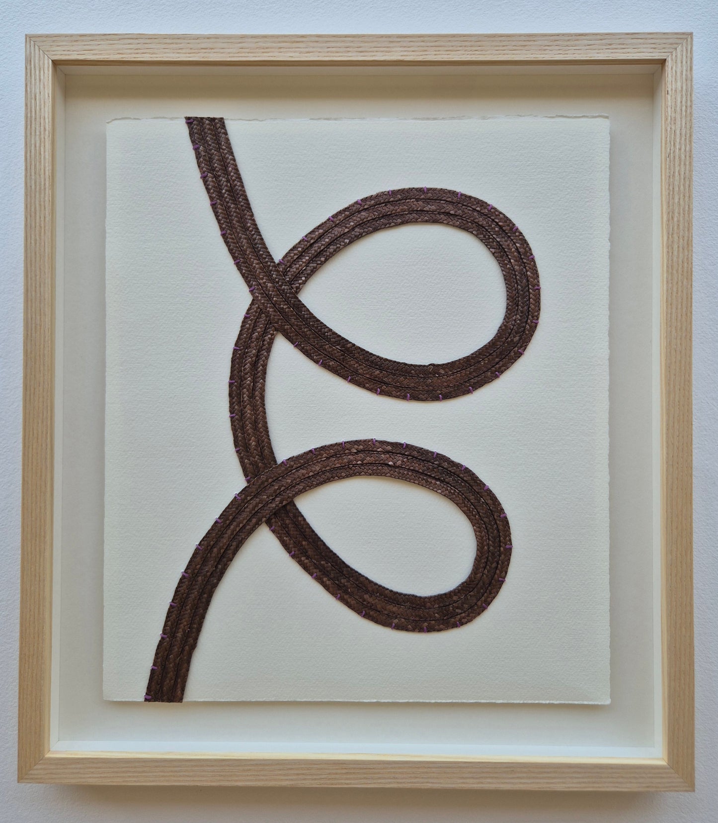 'See' 03 - Brown straw with purple embroidery thread