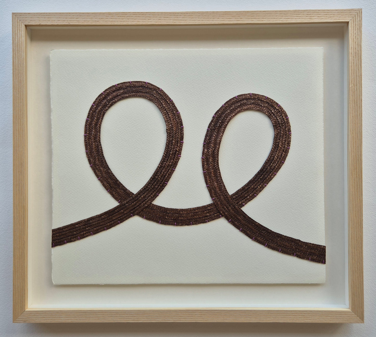 'See' 03 - Brown straw with purple embroidery thread