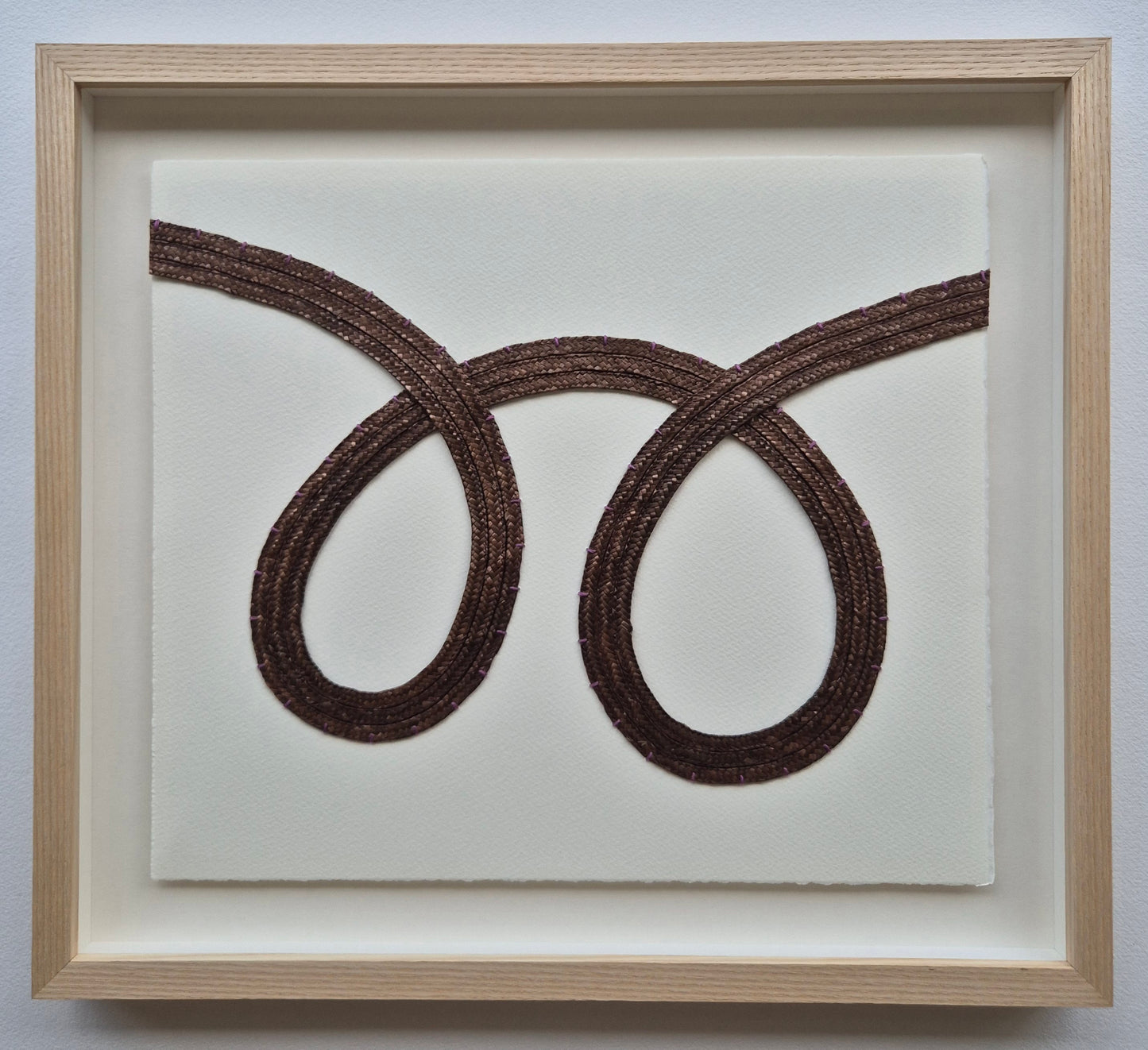 'See' 03 - Brown straw with purple embroidery thread