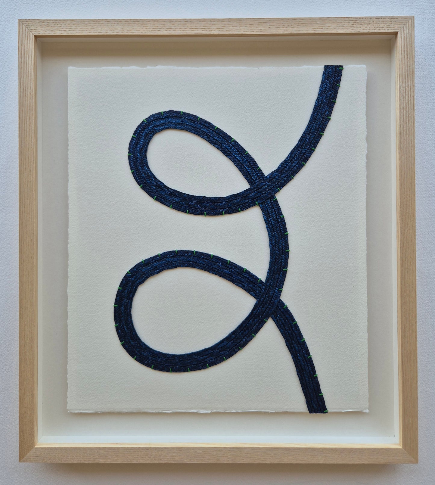 'See' 02 - Navy straw with green embroidery thread