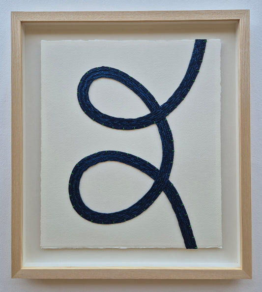 'See' 02 - Navy straw with green embroidery thread