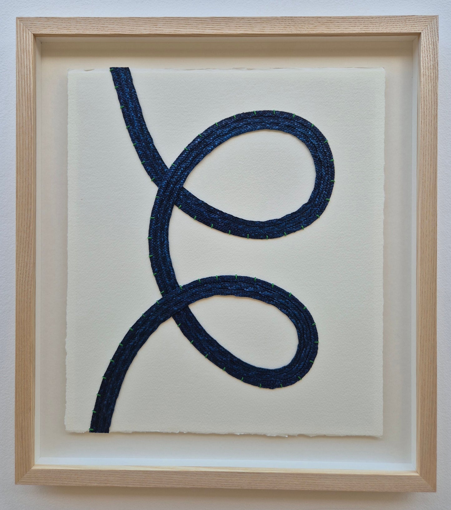 'See' 02 - Navy straw with green embroidery thread