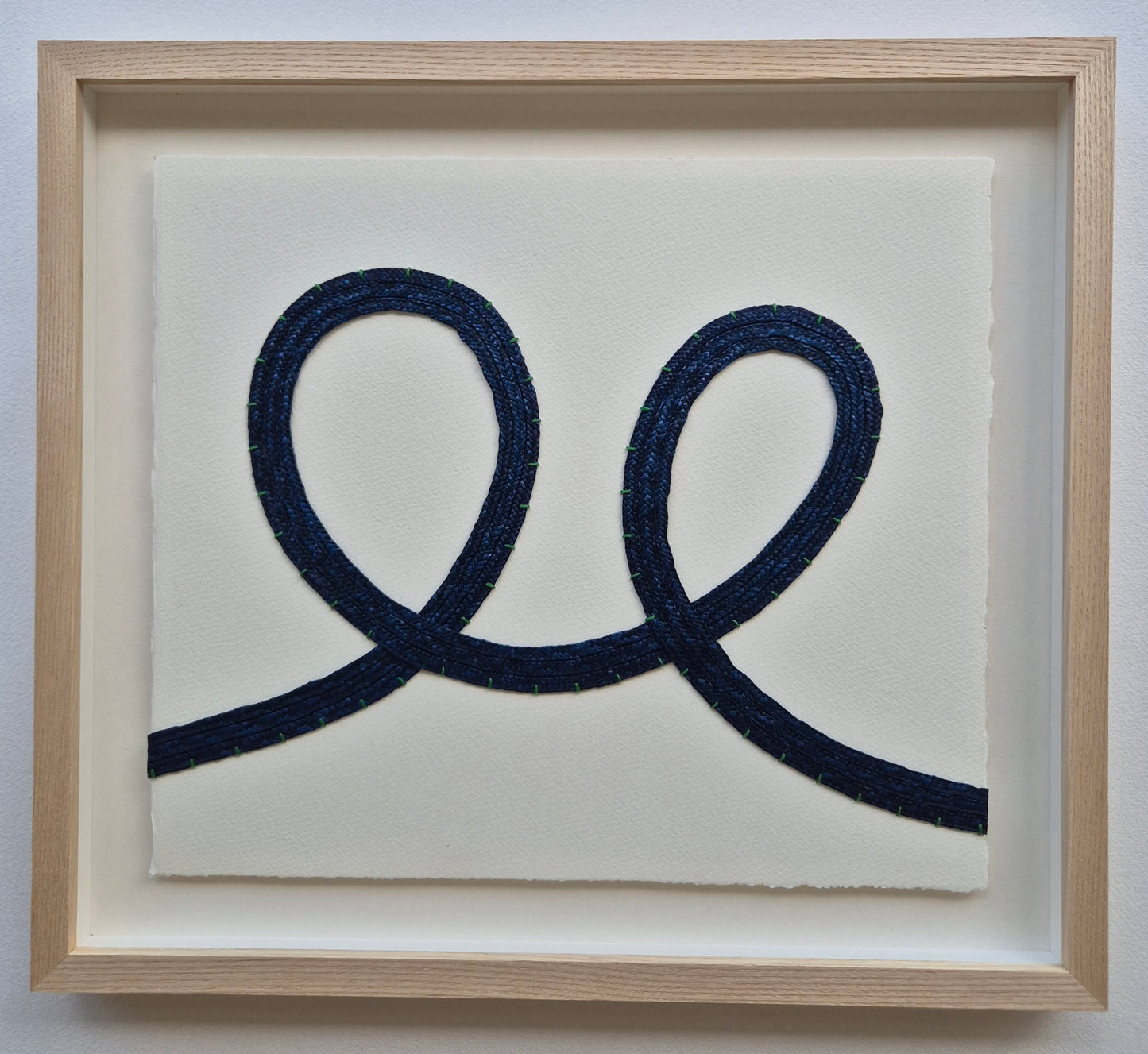 'See' 02 - Navy straw with green embroidery thread