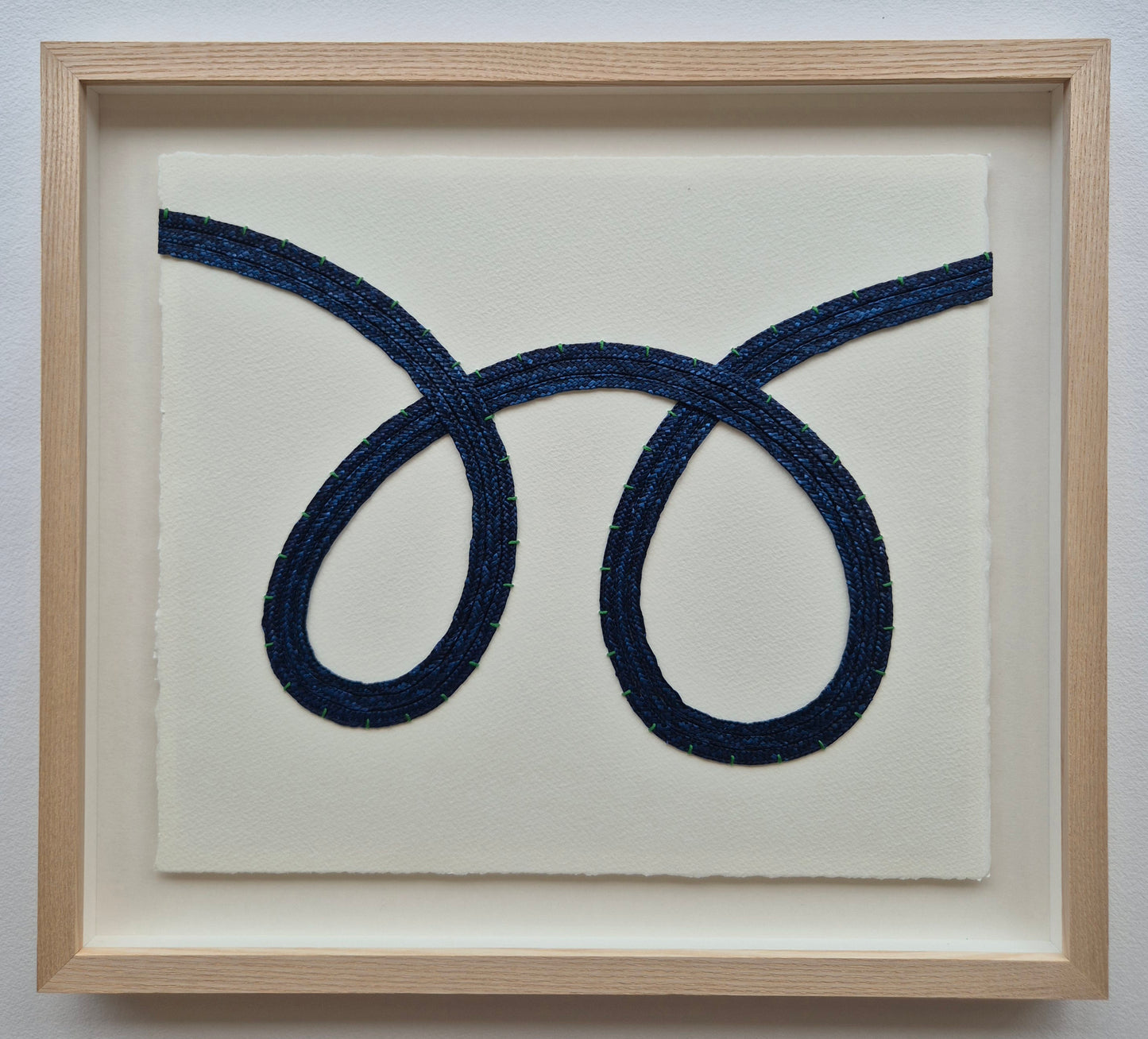 'See' 02 - Navy straw with green embroidery thread