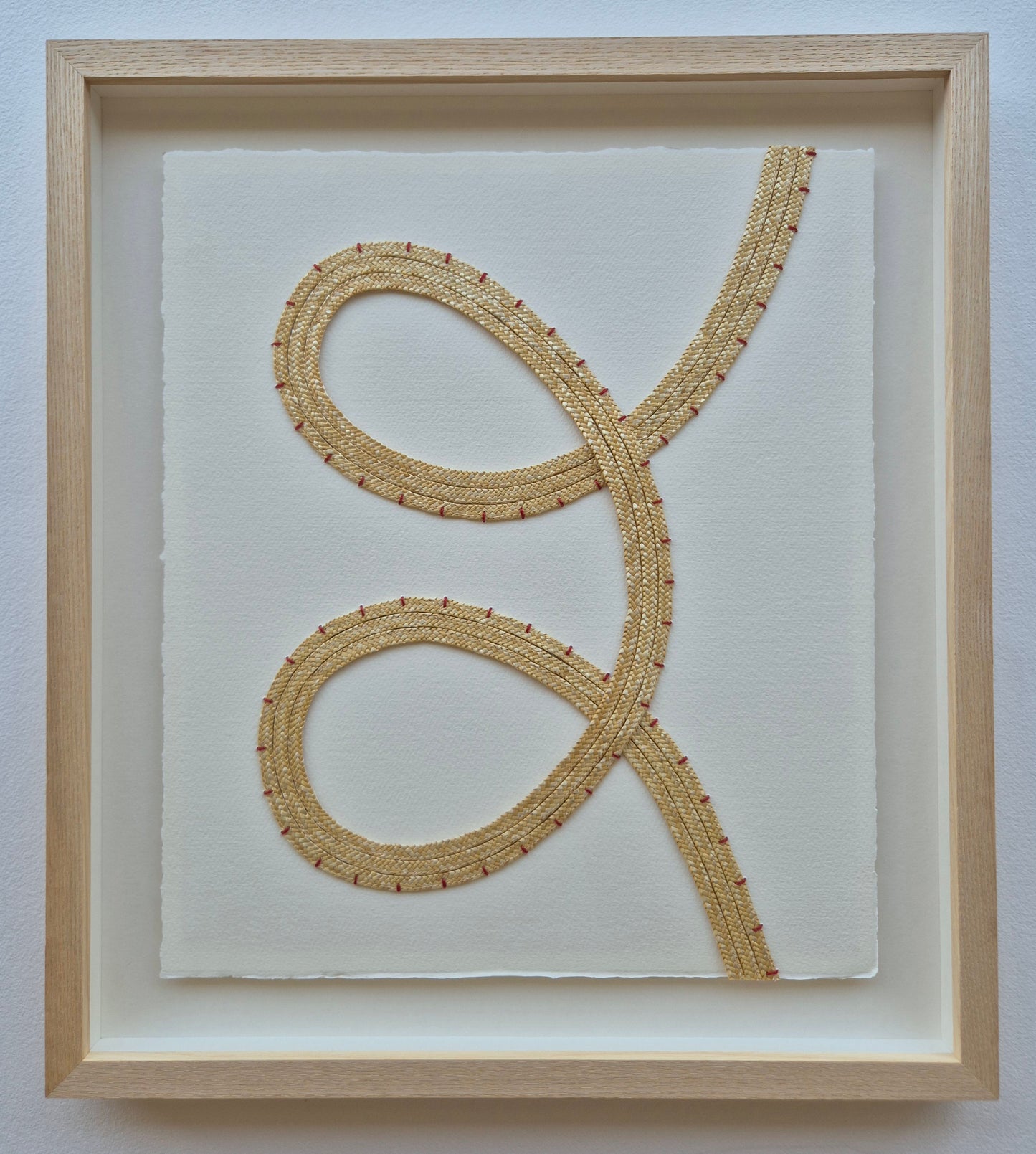 'See' 01 - Sand straw with red embroidery thread