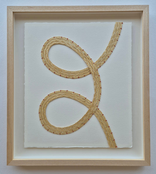 'See' 01 - Sand straw with red embroidery thread