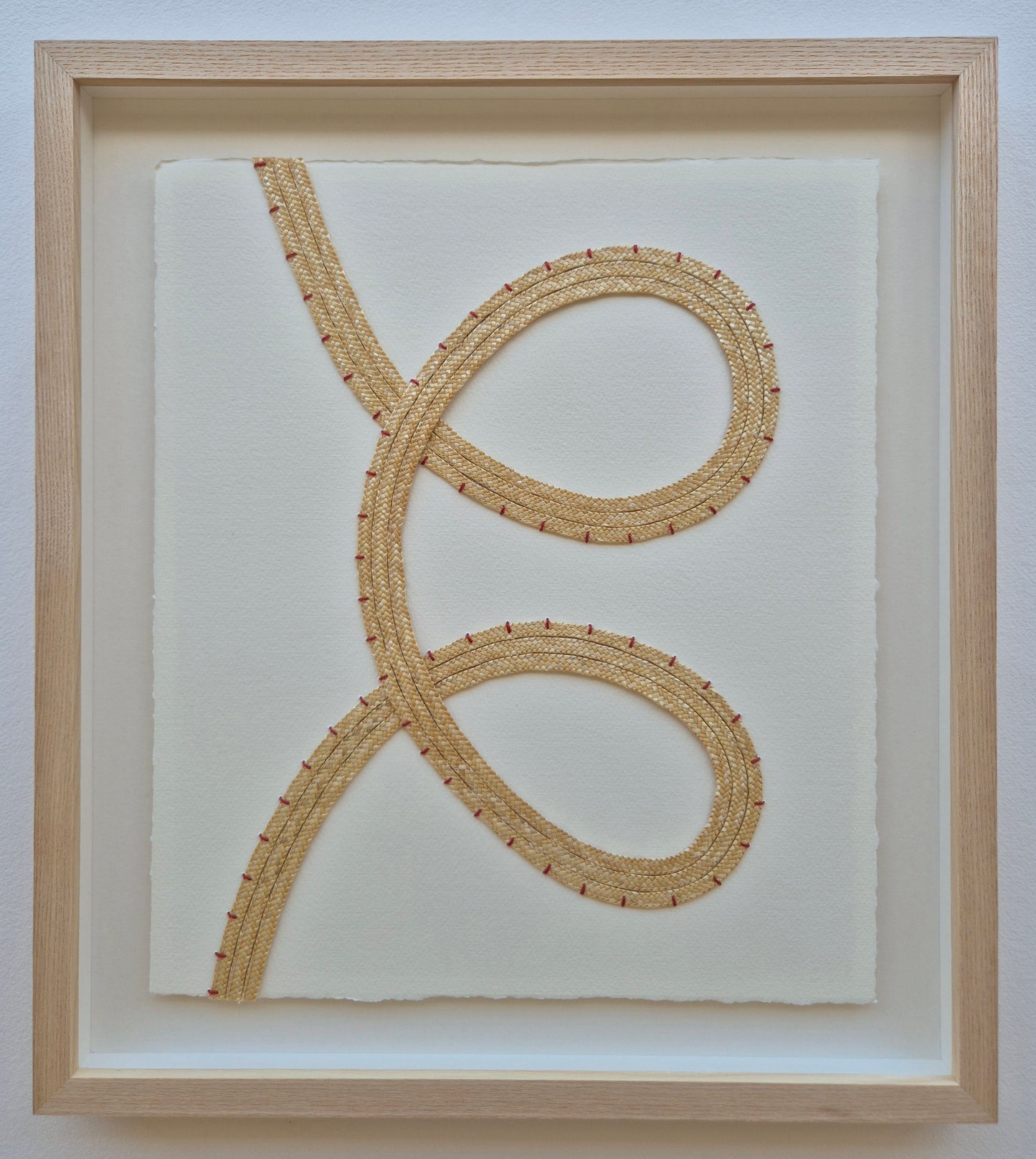 'See' 01 - Sand straw with red embroidery thread