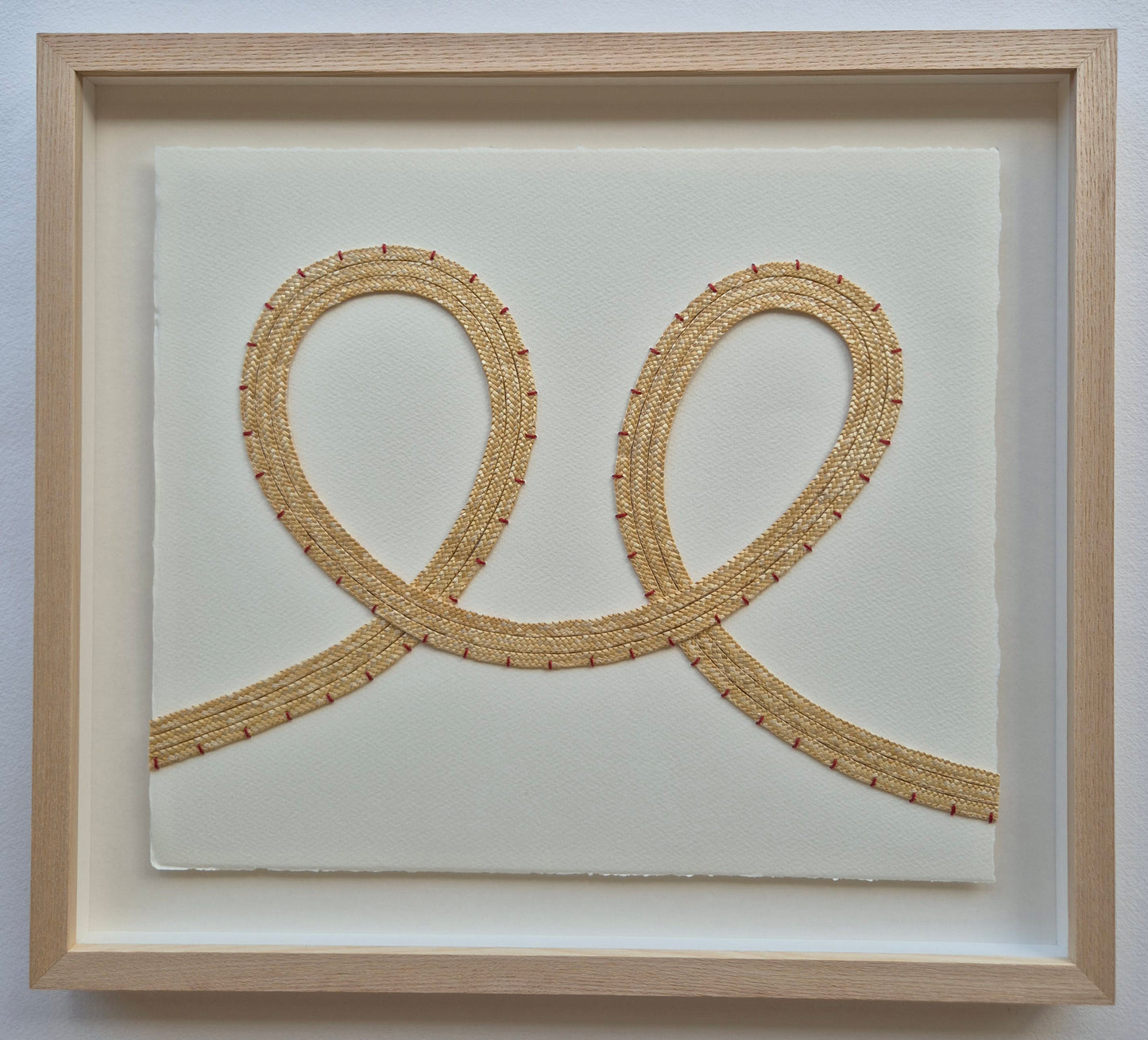 'See' 01 - Sand straw with red embroidery thread