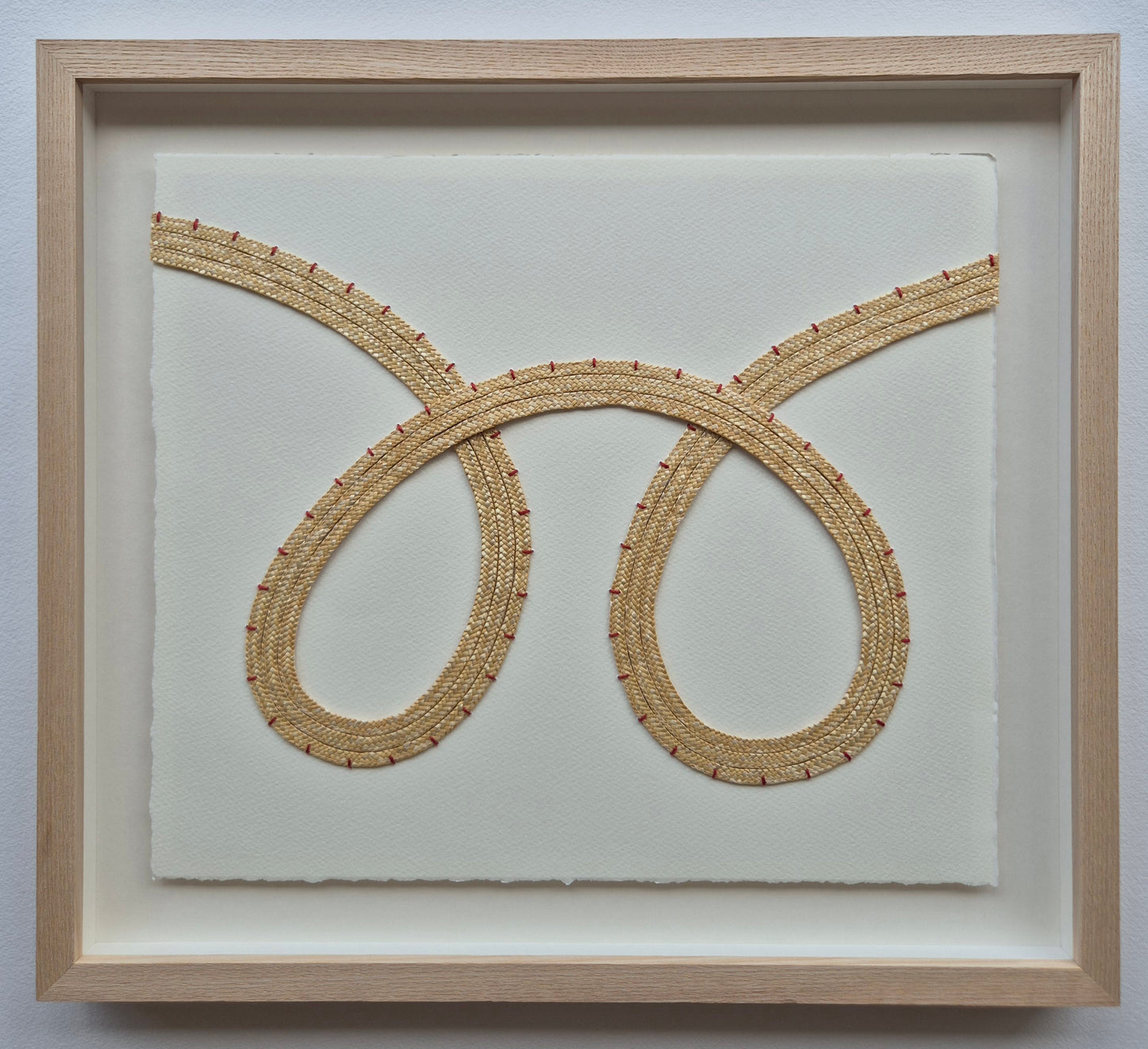 'See' 01 - Sand straw with red embroidery thread