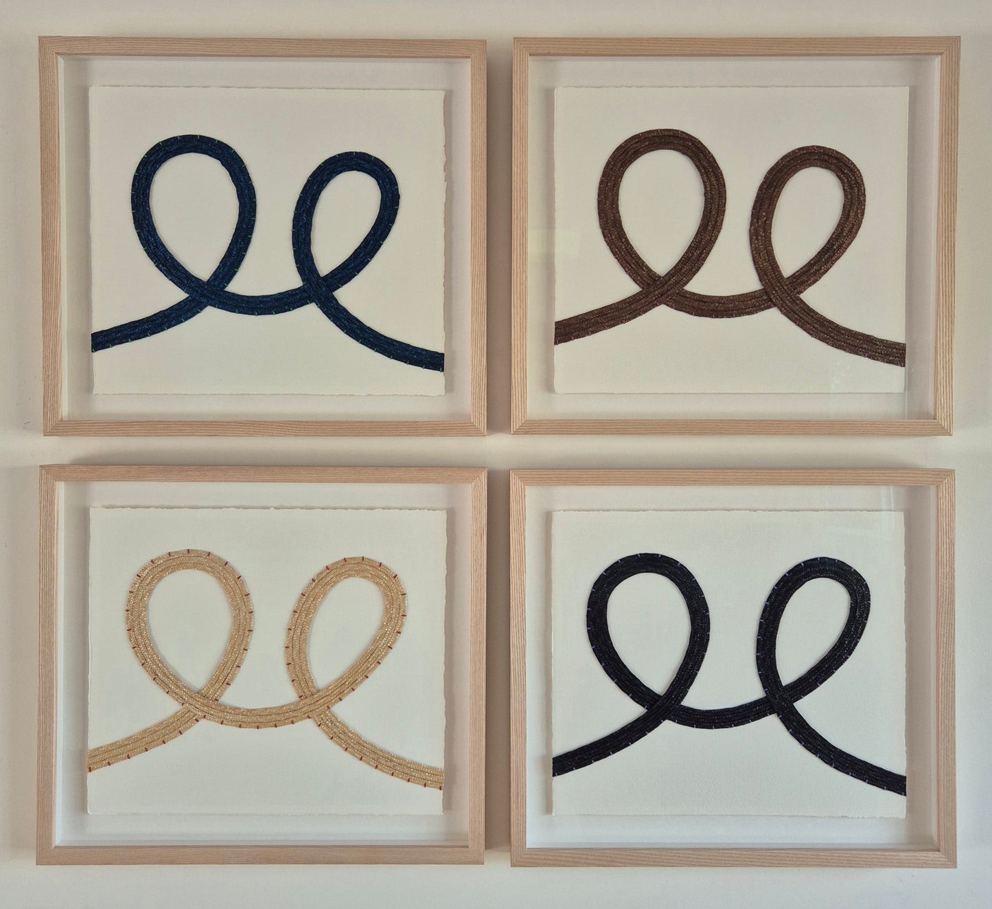 'See' 03 - Brown straw with purple embroidery thread